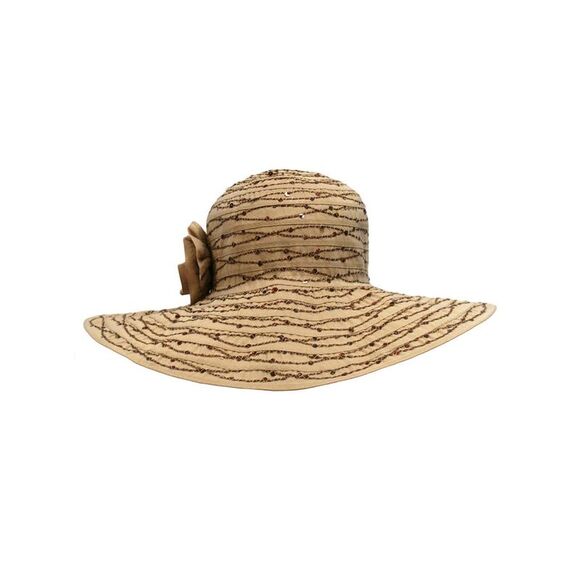 Floppy Hat With Sequins And Flower Hat Band - Picture 2 of 8